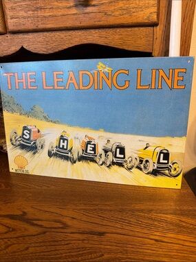 1995 Shell Motor Oil “The Leading Line” made in USA metal sign Desperate Enterpr
